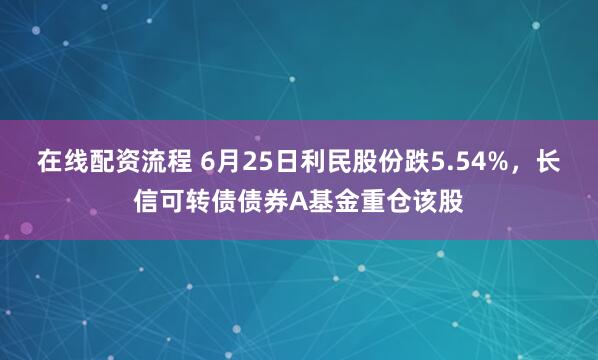 在线配资流程 6月25日利民股份跌5.54%，长信可转债债券A基金重仓该股