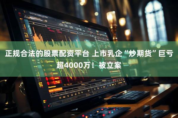 正规合法的股票配资平台 上市乳企“炒期货”巨亏超4000万！被立案