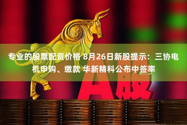 专业的股票配资价格 8月26日新股提示：三协电机申购、缴款 华新精科公布中签率